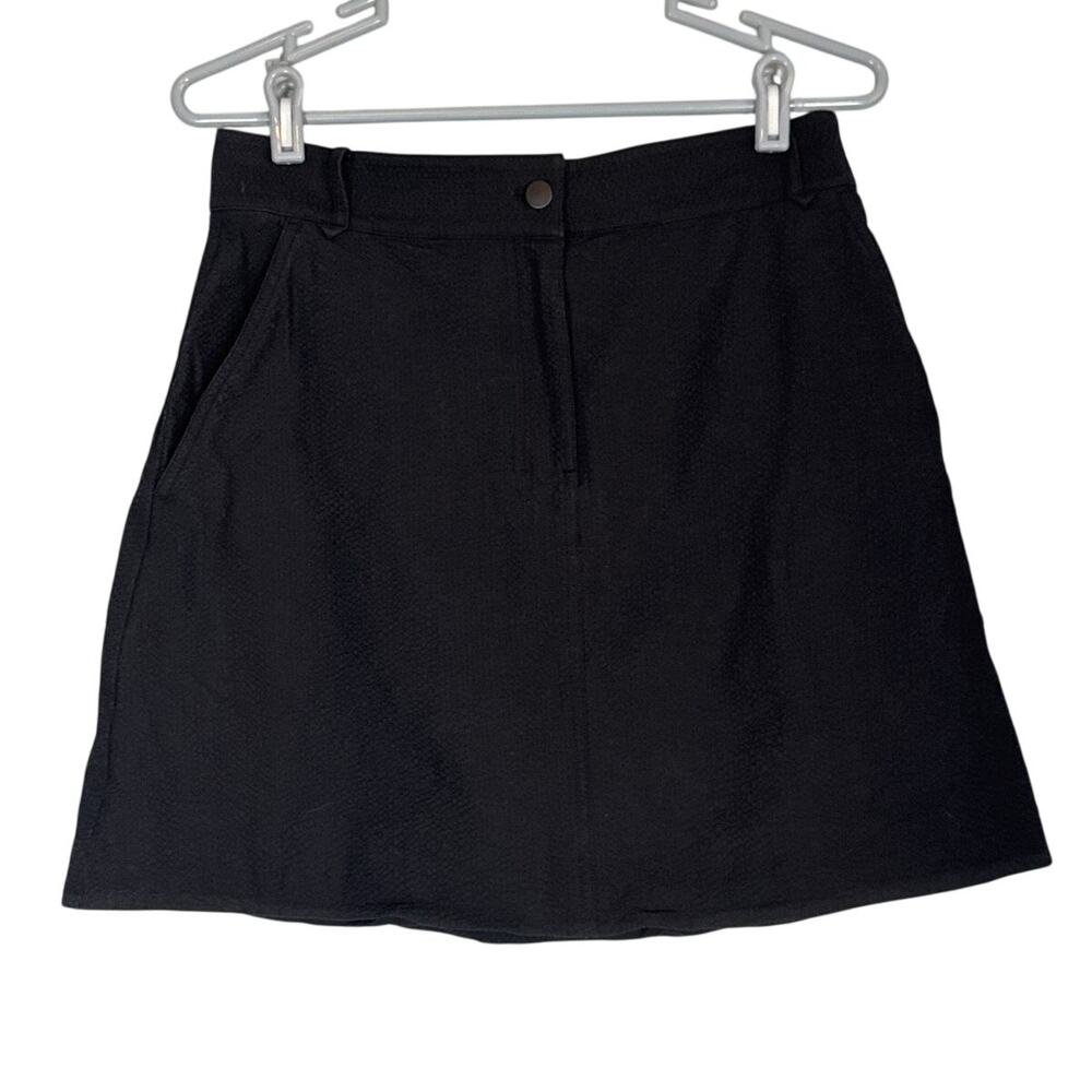COS Seersucker Black Mini Skirt Womens 10 Athleisure Athletic Spring Summer